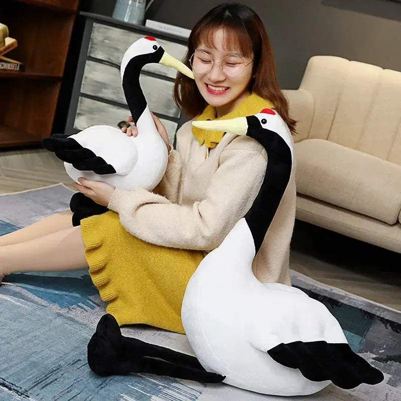 Lifelike Red-Crowned Crane Plush Toy 50/80cm Perfect Gift - ToylandEU