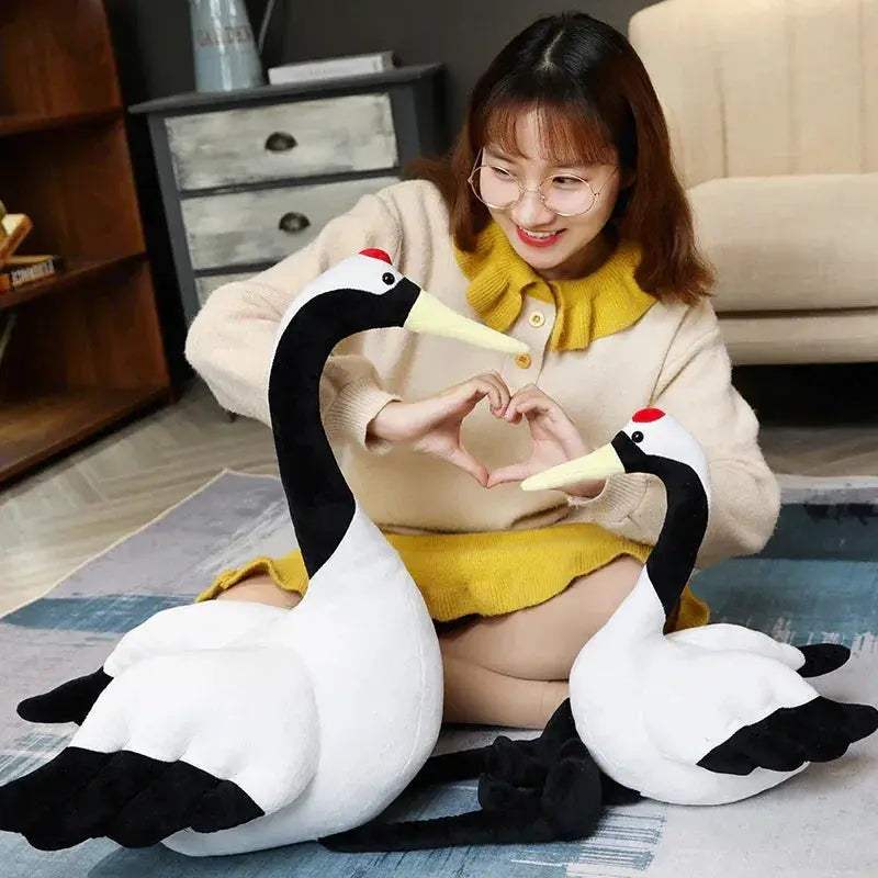 Lifelike Red-Crowned Crane Plush Toy 50/80cm Perfect Gift - ToylandEU