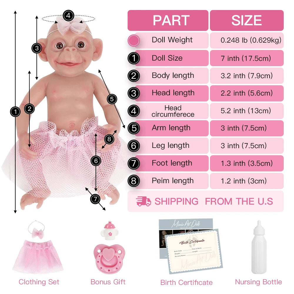 Lifelike Silicone Reborn Baby Doll 7 Inch Mini Anti Stress - ToylandEU