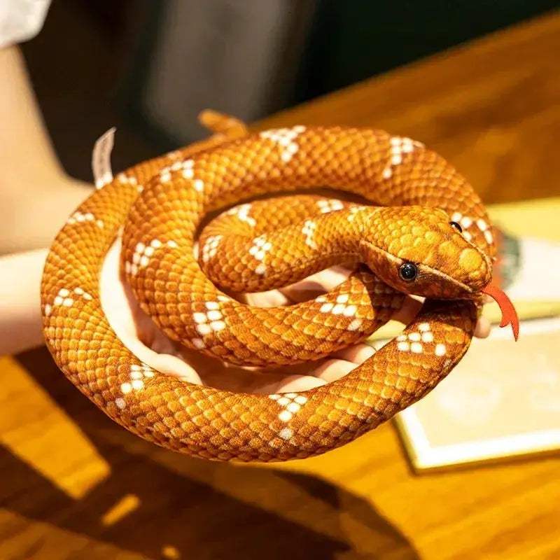 Lifelike Snake Plush Toy 70cm Realistic Green Brown Halloween Decor - ToylandEU