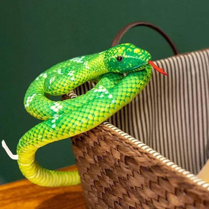 Lifelike Snake Plush Toy 70cm Realistic Green Brown Halloween Decor - ToylandEU