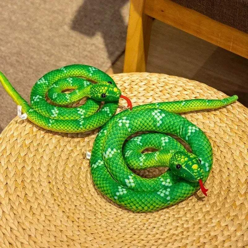 Lifelike Snake Plush Toy 70cm Realistic Green Brown Halloween Decor - ToylandEU