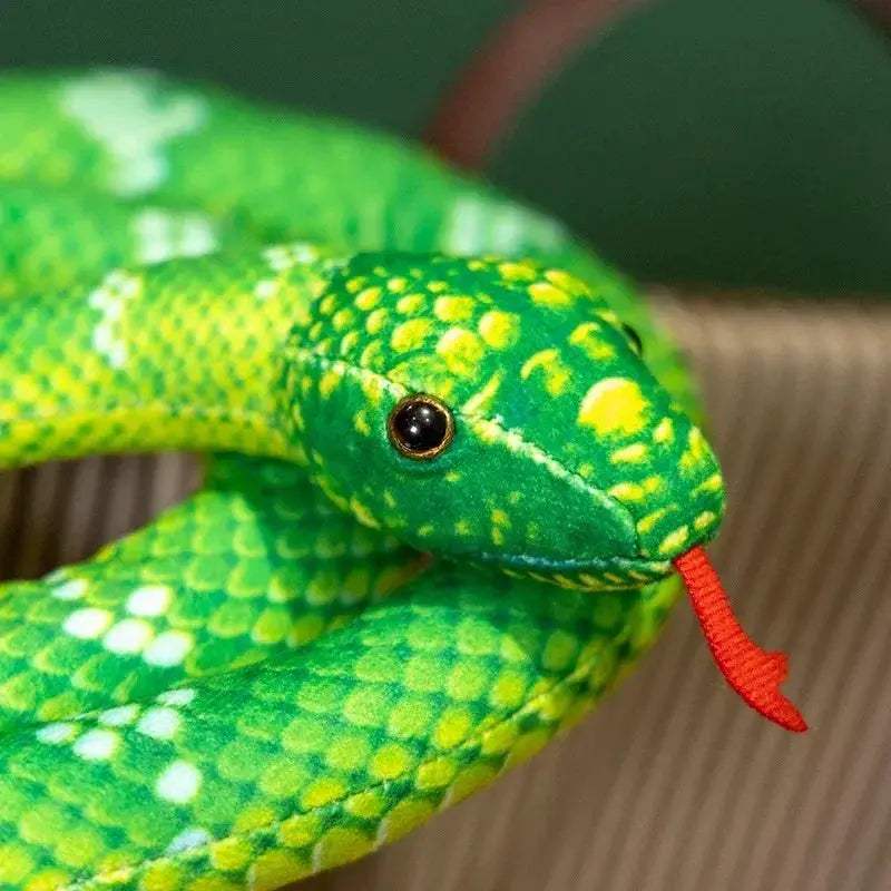Lifelike Snake Plush Toy 70cm Realistic Green Brown Halloween Decor - ToylandEU