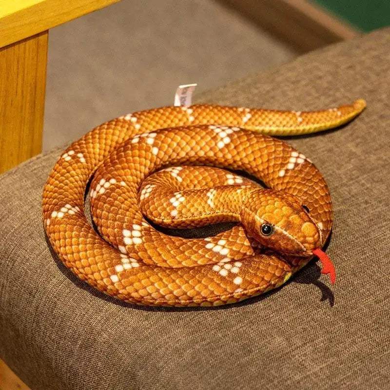 Lifelike Snake Plush Toy 70cm Realistic Green Brown Halloween Decor - ToylandEU