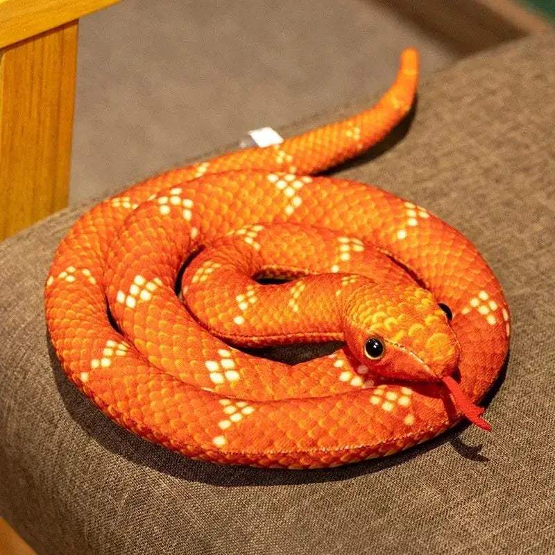 Lifelike Snake Plush Toy 70cm Realistic Green Brown Halloween Decor - ToylandEU