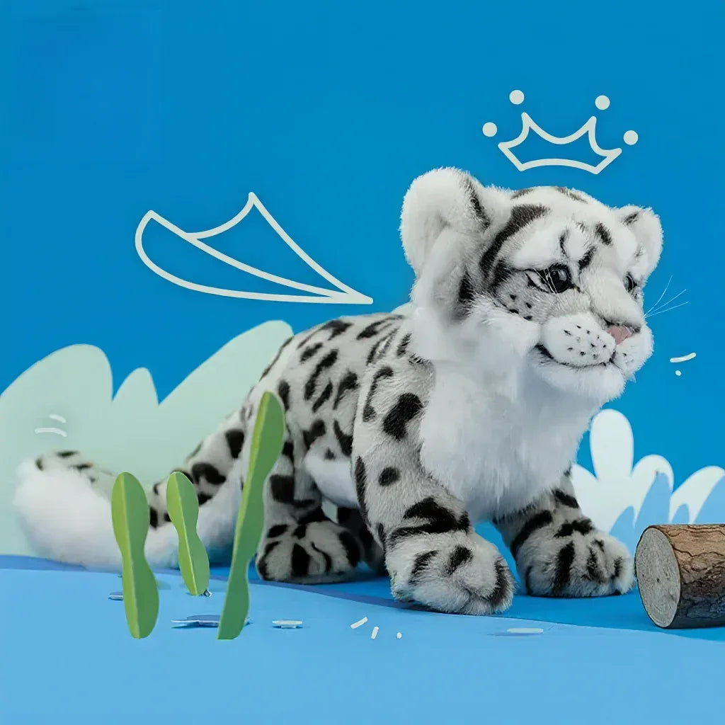 Lifelike Snow Leopard Plush Toy For Kids Soft Flannel Comfort - ToylandEU