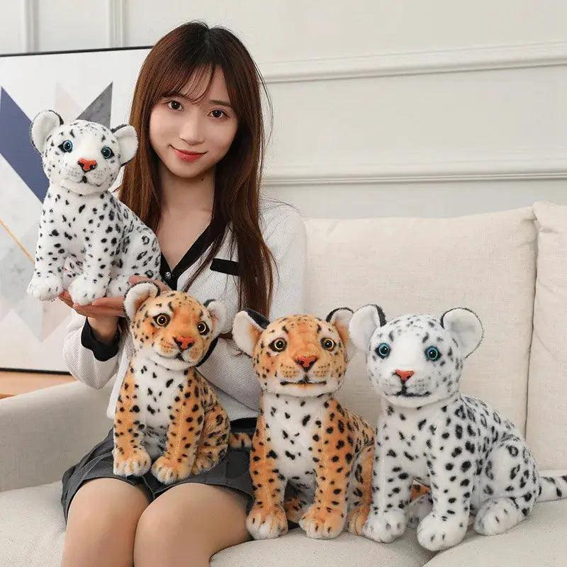  Lifelike White Leopard Plush Toy Realistic Decor -  ToylandEU™