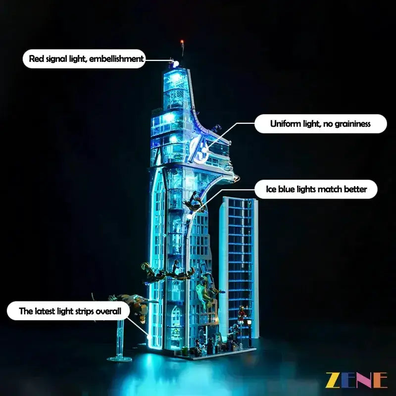 MOC LEGO Light Kit for Marvel Avengers Tower 76269 Illuminates Display - ToylandEU