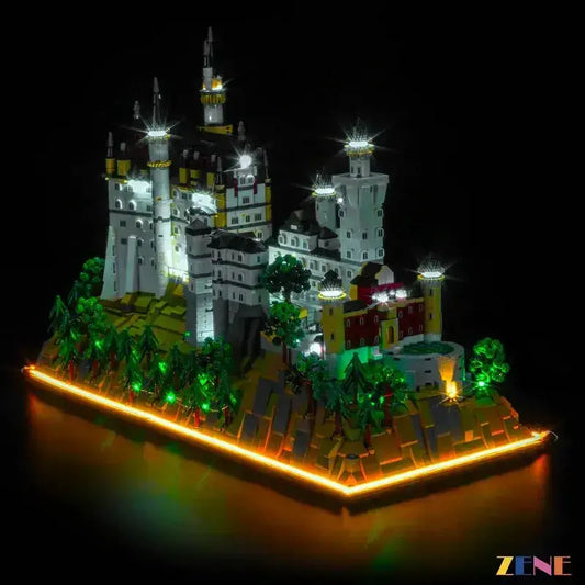 MOC LEGO Neuschwanstein Castle Light Kit With LEDs Illuminated - ToylandEU