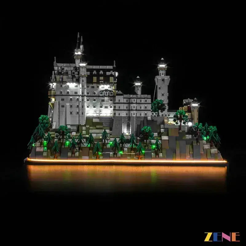 MOC LEGO Neuschwanstein Castle Light Kit With LEDs Illuminated - ToylandEU