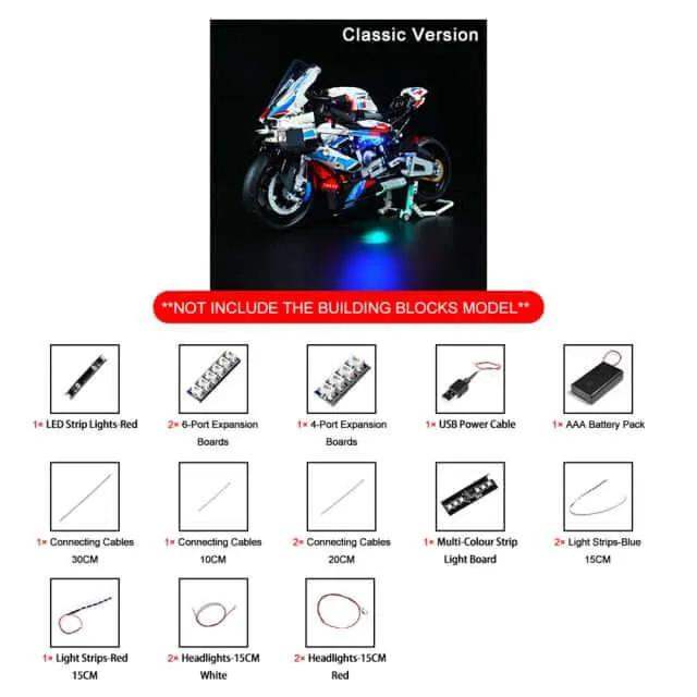 MOC LEGO Technic Motorcycle M1000 Light Kit for Enhanced Display - ToylandEU