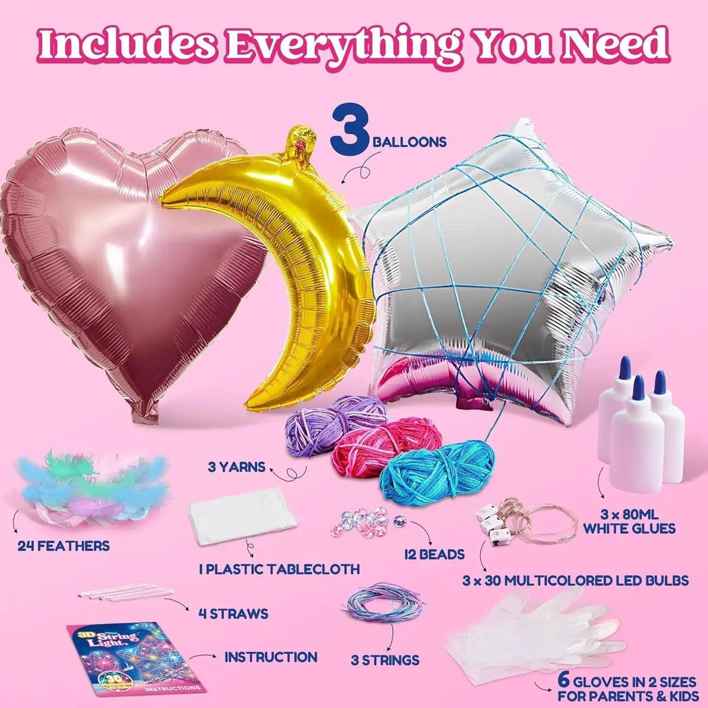  Light Up 3D String Art Kit Multicolor LED Bulbs Joyfy -  ToylandEU™