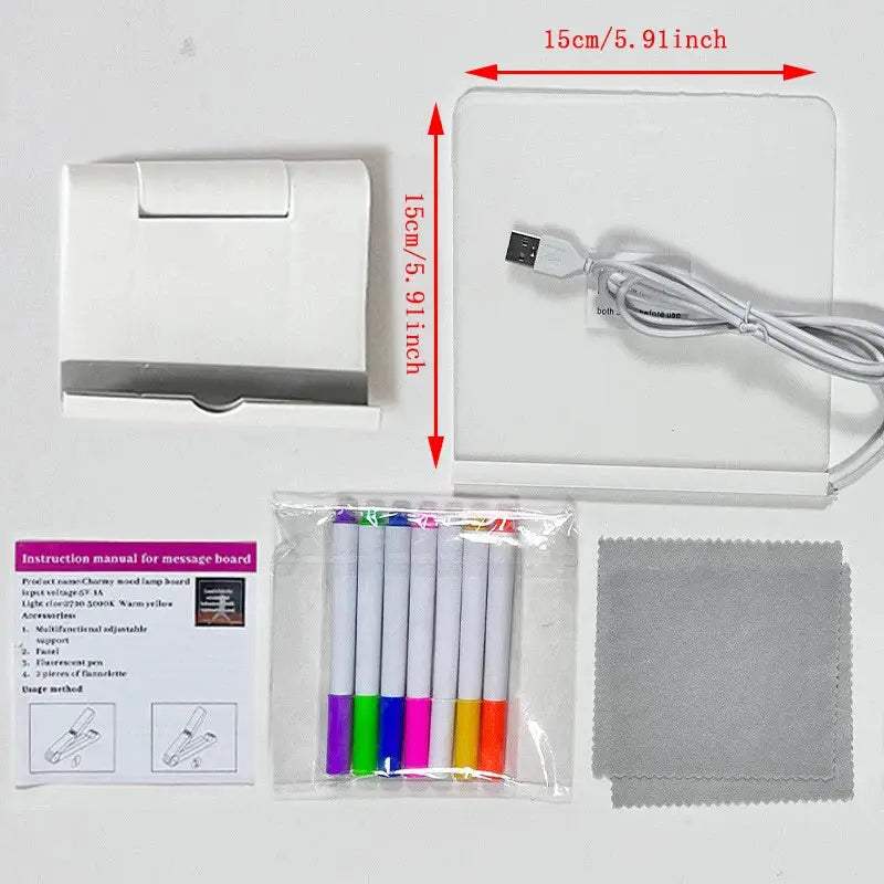 Acrylic Clear Light Up Drawing Board,Glow Erasable Memo LED Magic Board , Kids DIY Toys , with 7 Color Markers Pen and Stand - ToylandEU