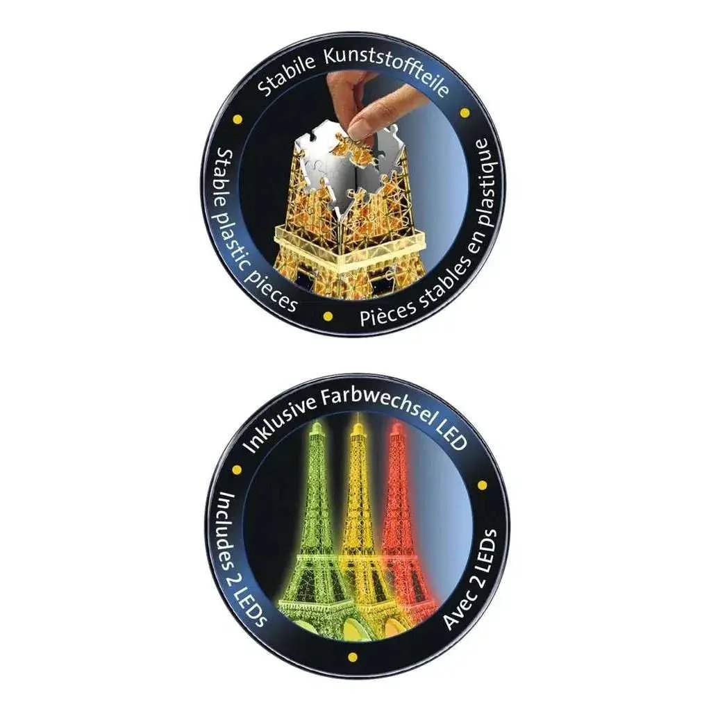 Light Up Eiffel Tower 3D Puzzle With Glow Night Edition - ToylandEU