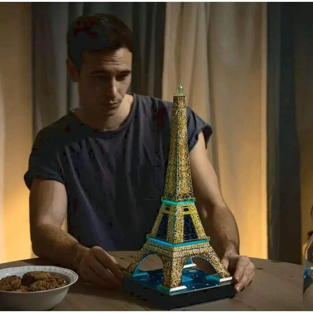 Light Up Eiffel Tower 3D Puzzle With Glow Night Edition - ToylandEU