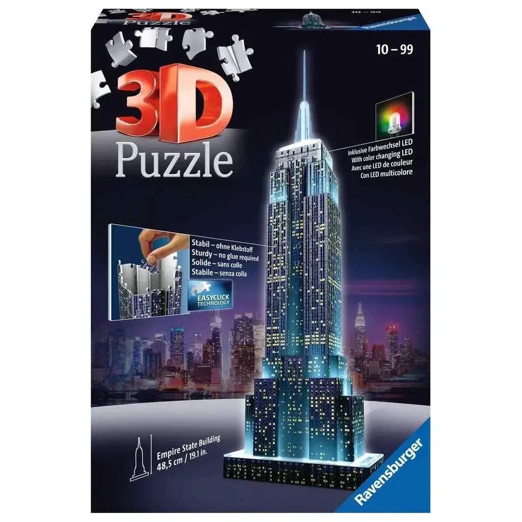 Light Up Empire State Building 3D Puzzle Color Changing LEDs - ToylandEU