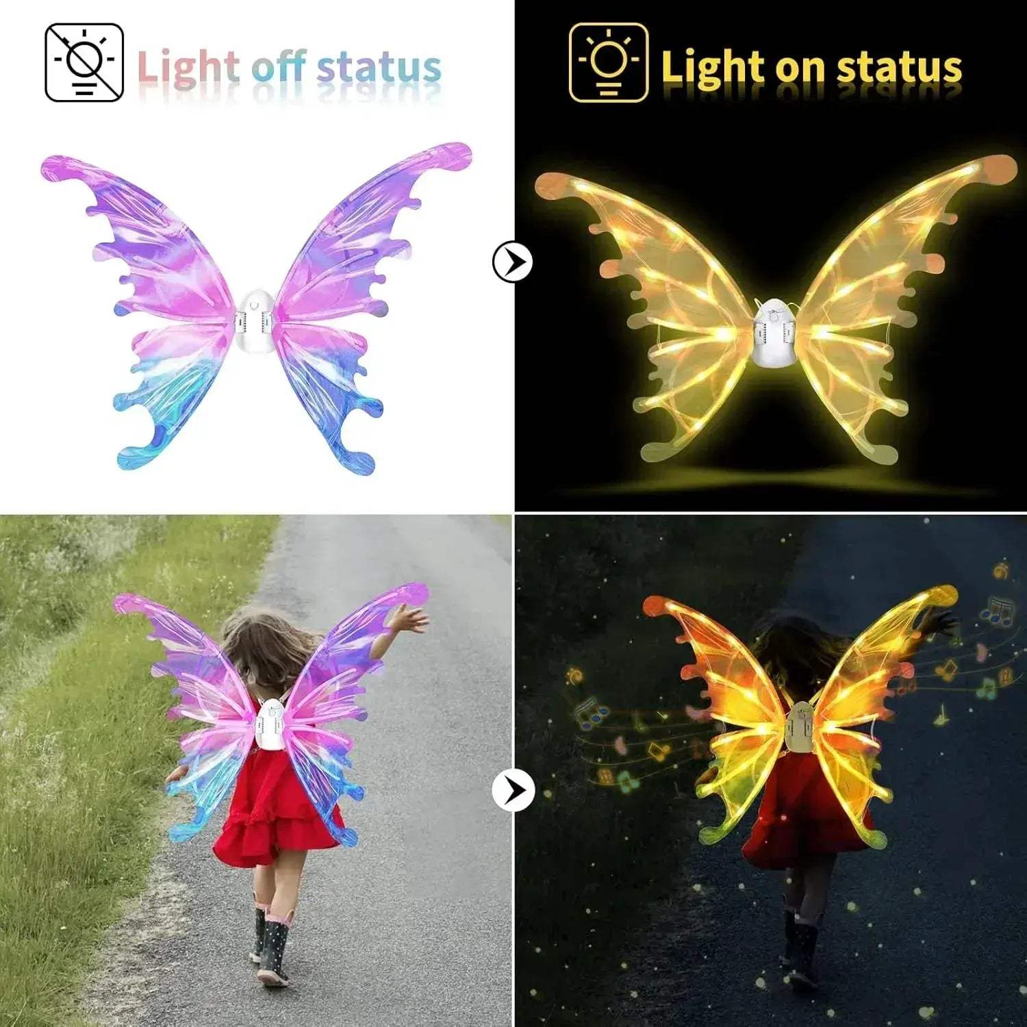 Light Up Fairy Wings For Girls With LEDs And Music - ToylandEU