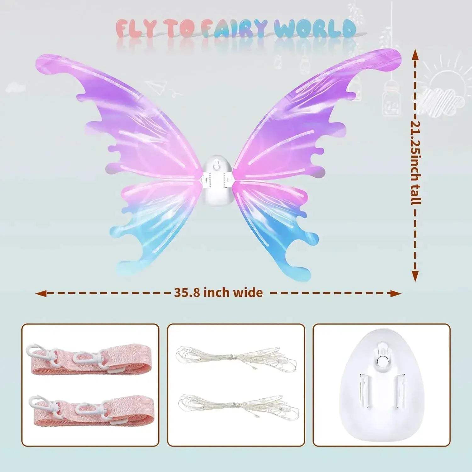 Light Up Fairy Wings For Girls With LEDs And Music - ToylandEU