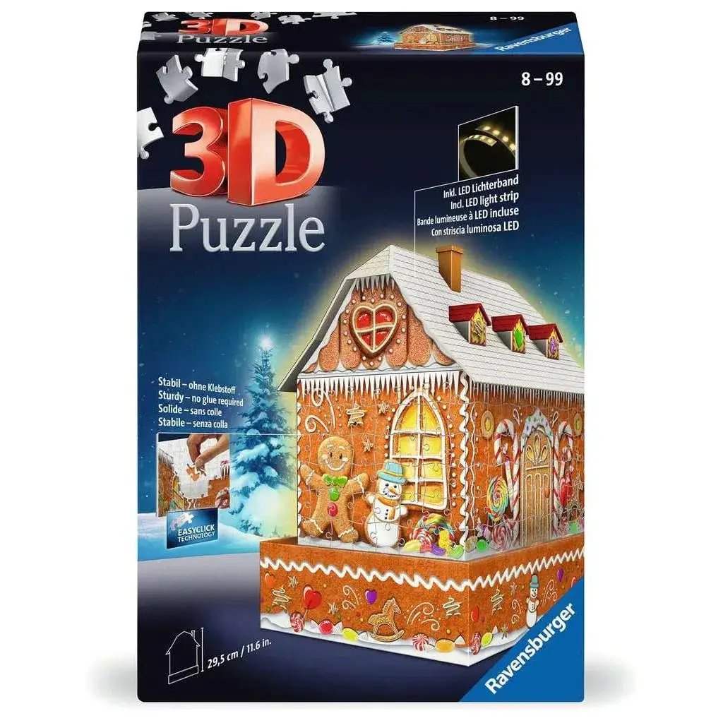 Light-Up Gingerbread House 257 Piece 3D Jigsaw Puzzle Ravensburger - ToylandEU
