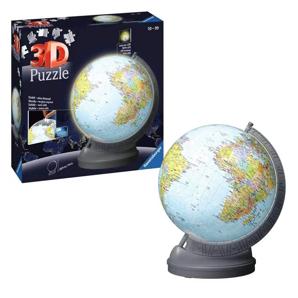 Light-Up Globe 3D Jigsaw Puzzle With Stand Ravensburger Bright Glow - ToylandEU