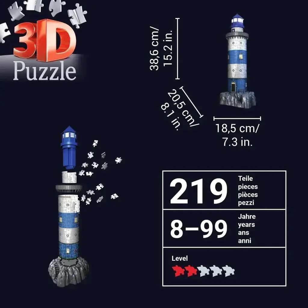 Lighthouse Night Edition 3D Jigsaw Puzzle With LEDs - ToylandEU