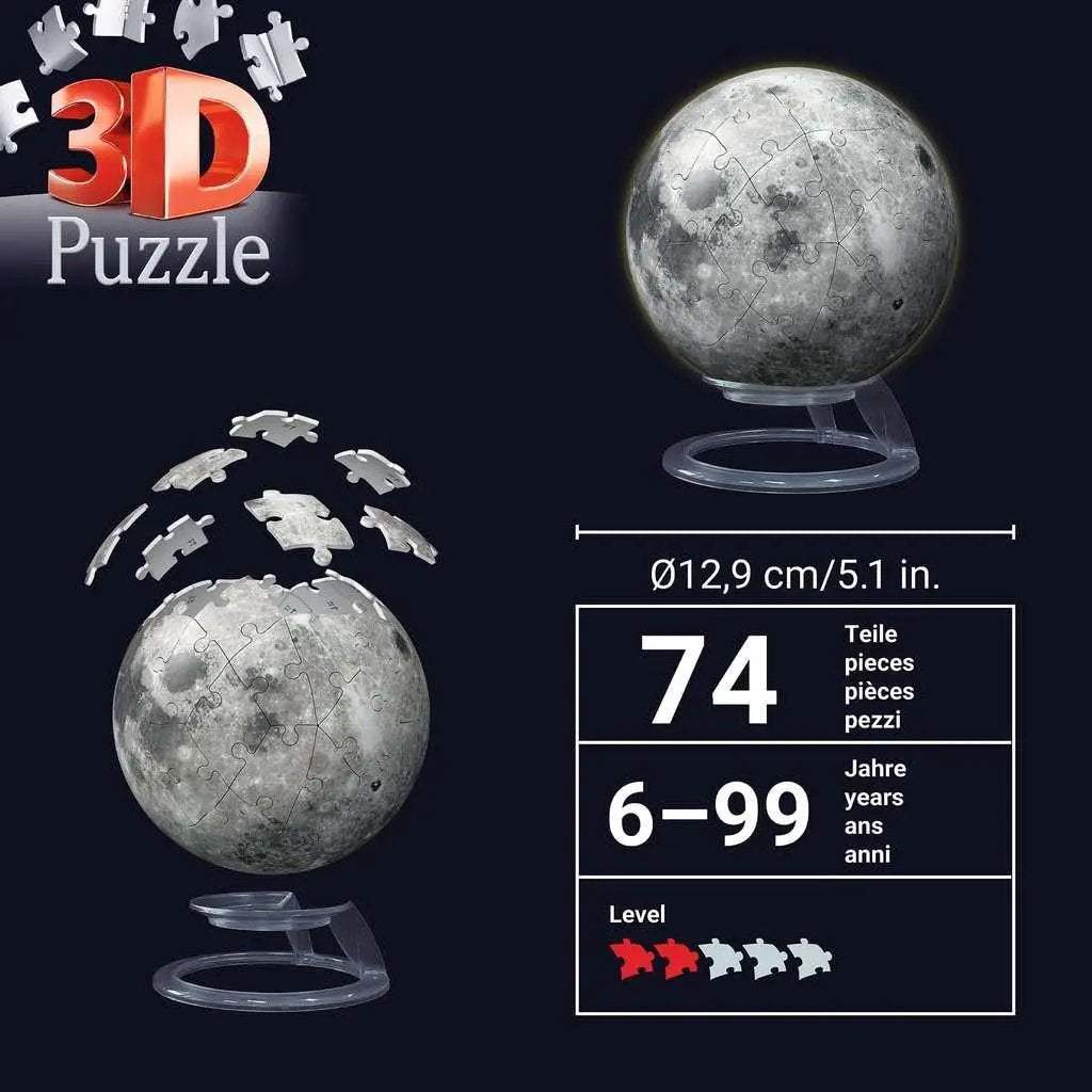Luminous Moon 3D Puzzle Lights Up Night Sky Glow Edition - ToylandEU
