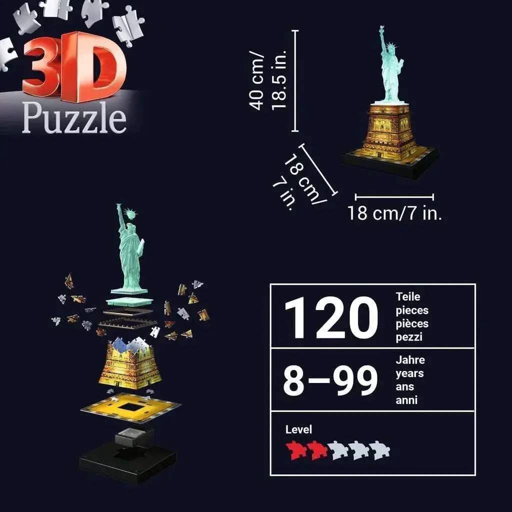 Light Up Statue Of Liberty 3D Jigsaw Puzzle By Ravensburger - ToylandEU