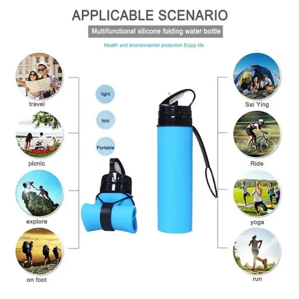 Lightweight Foldable Silicone Water Bottle 600ml For Hiking - ToylandEU