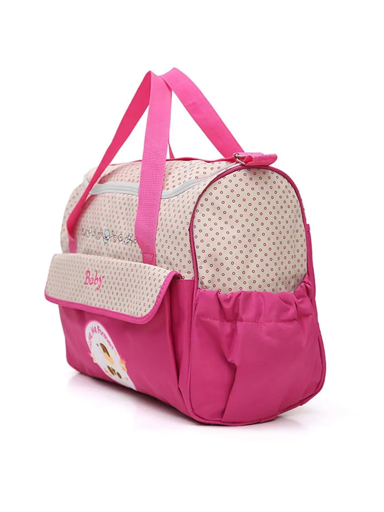 Lightweight Large capacity fashion waterproof cartoon bear One shoulder oblique span bag Mom bag portable mommy bag diaper bag - ToylandEU