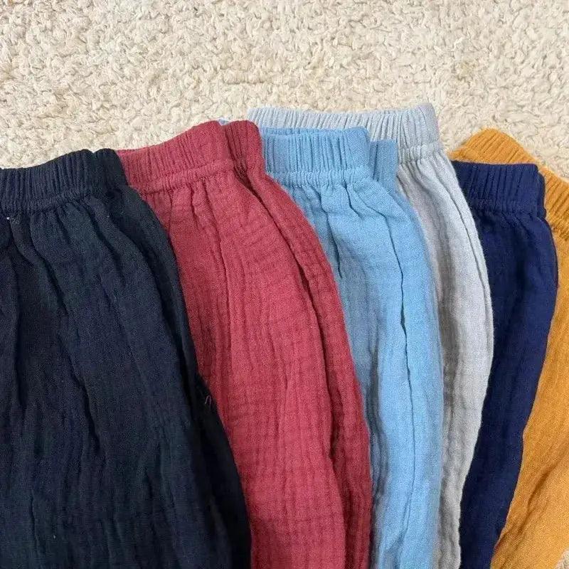  Kids Cotton Linen Pleated Harem Pants Elastic Waist -  ToylandEU™