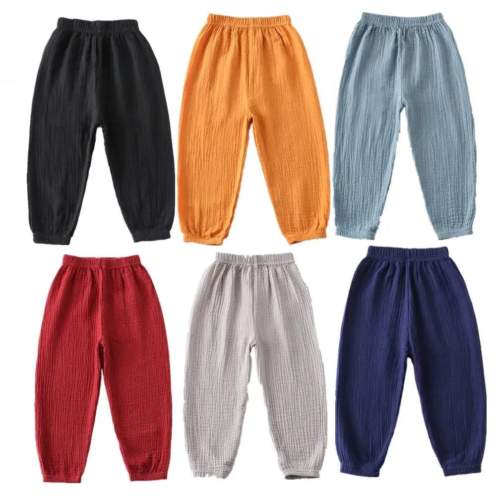  Kids Cotton Linen Pleated Harem Pants Elastic Waist -  ToylandEU™