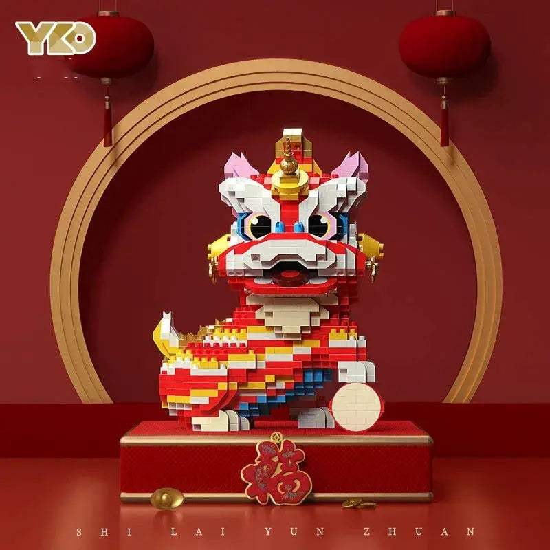 Lion Dance Building Blocks Set Self Locking Bricks Creative Gift - ToylandEU