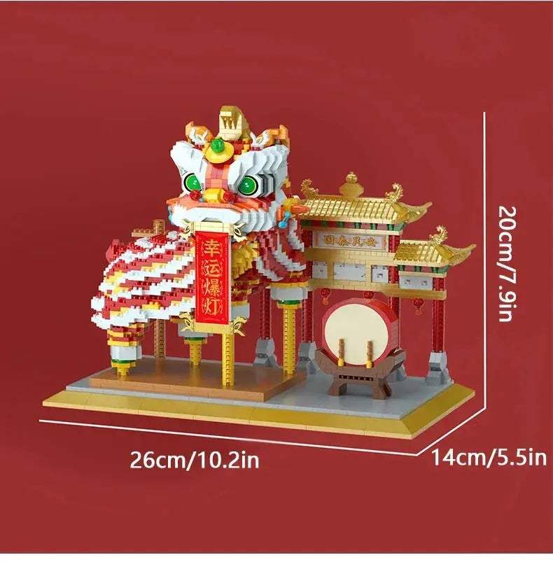 Lion Dance Building Blocks Set Self Locking Bricks Creative Gift - ToylandEU