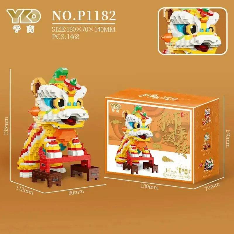 Lion Dance Building Blocks Set Self Locking Bricks Creative Gift - ToylandEU