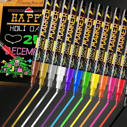  Liquid Chalk Markers 12 Colors Erasable 1mm Bold Tip -  ToylandEU™