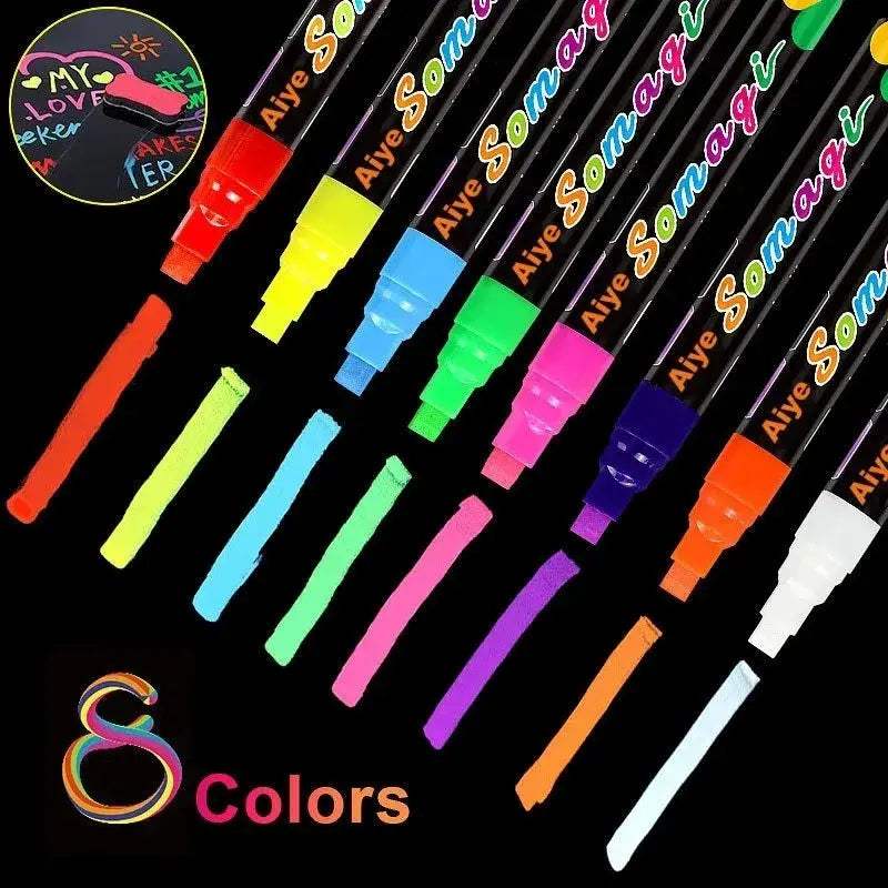 8 Colors 7mm Liquid Erasable Chalk Markers Pens Washable & Wet Erase Neon Makers for Blackboard Chalkboard Signs Glass Window - ToylandEU