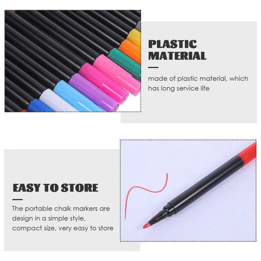 12 Pcs Paint Markers Liquid Chalk Pens Washable Black Board Dry Erase Chalkboard - ToylandEU