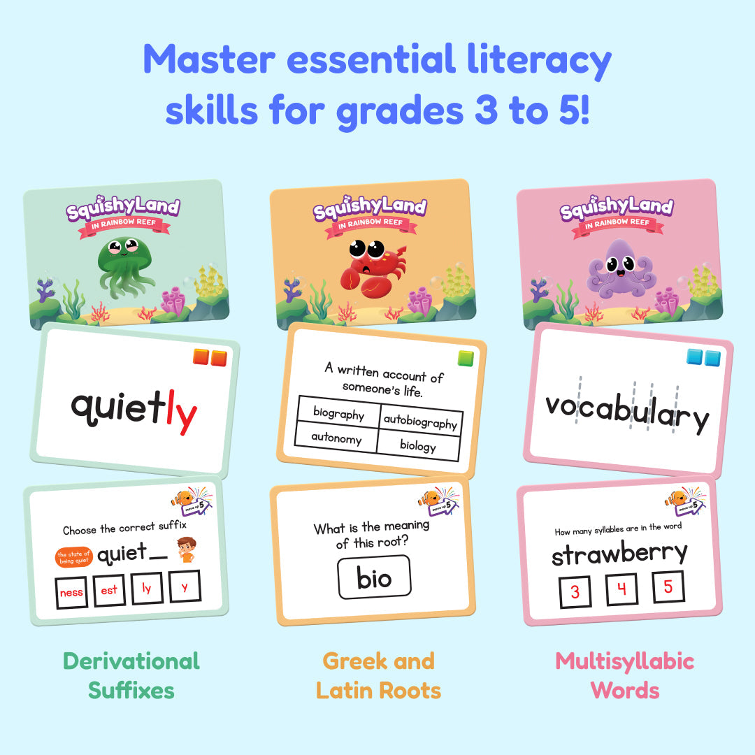 Literacy Cards | Phonics & Vocab Grades 3-5 | Toylandeu™