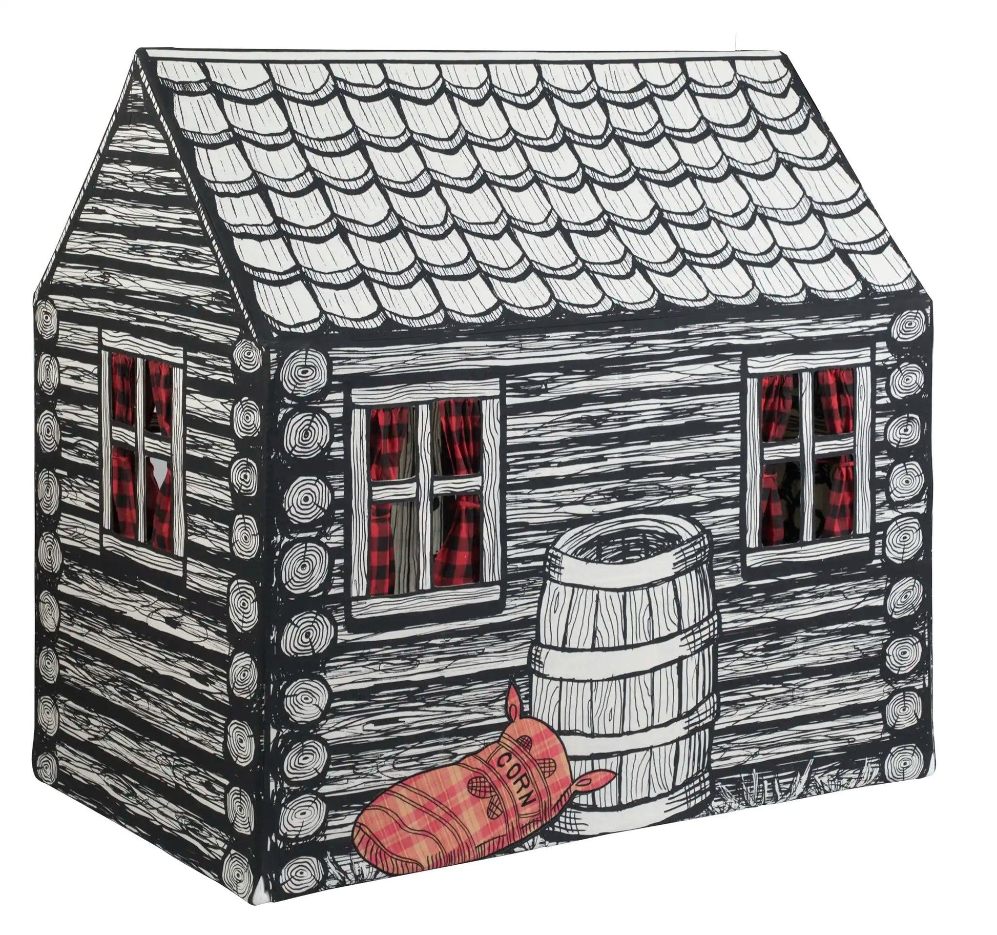 Log Cabin Tent For Kids Realistic Woodgrain Design