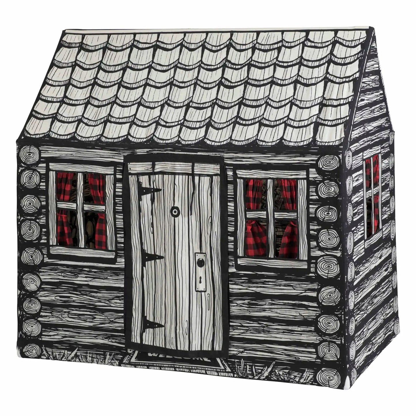 Log Cabin Tent For Kids Realistic Woodgrain Design
