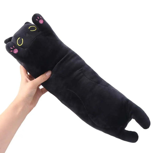  Long Cat Plush Pillow | Black 44cm Length | Toylandeu™ 