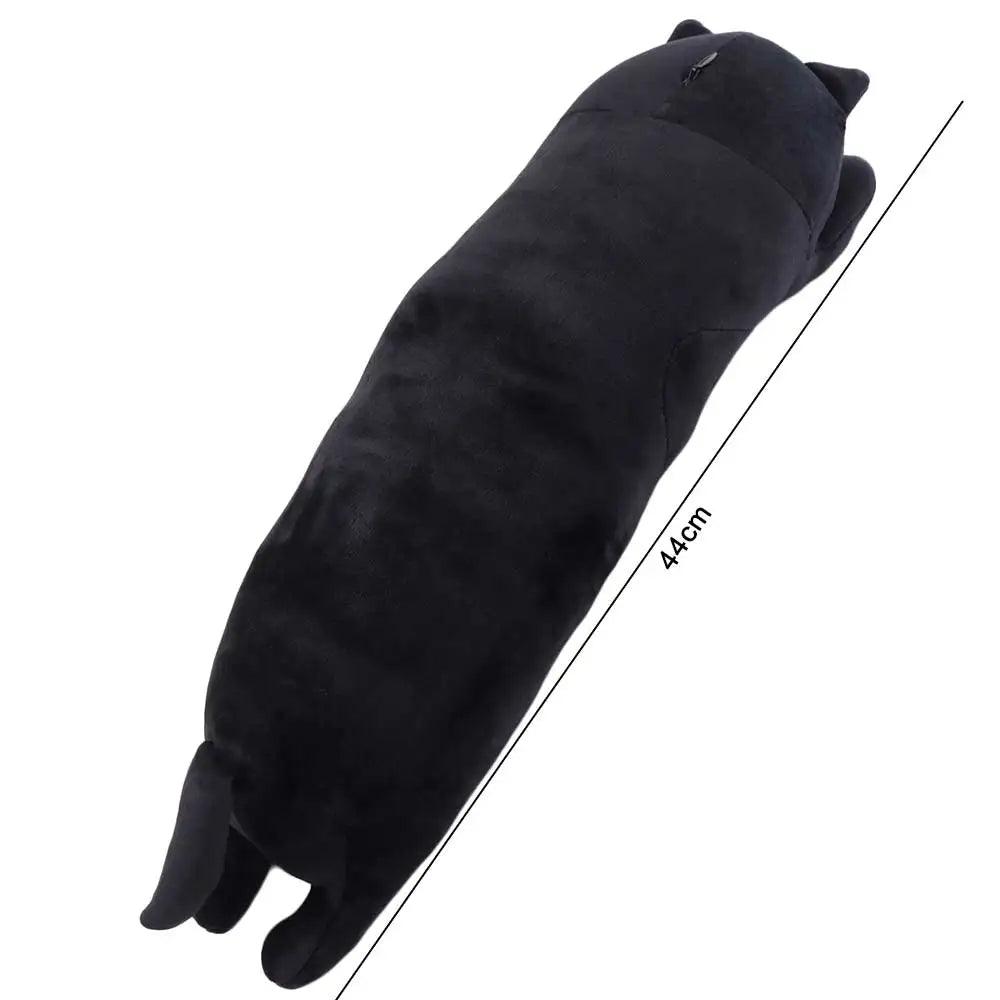  Long Cat Plush Pillow | Black 44cm Length | Toylandeu™ 
