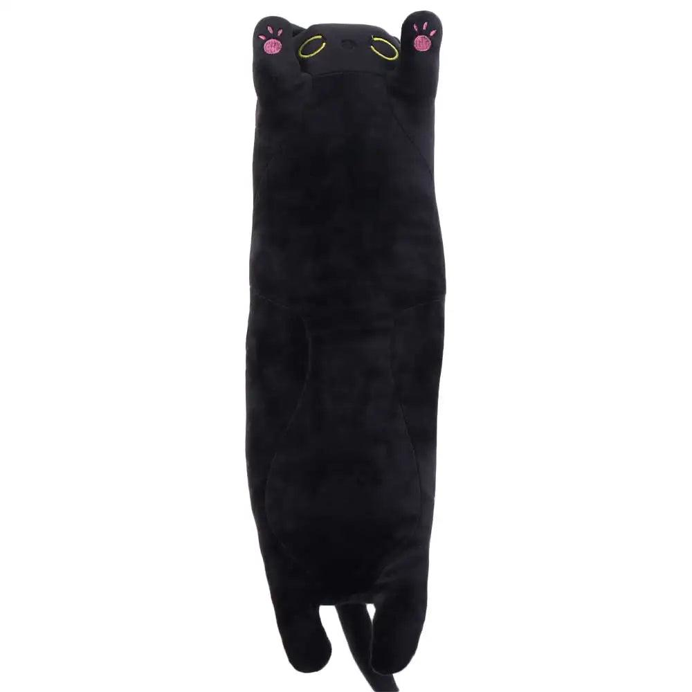  Long Cat Plush Pillow | Black 44cm Length | Toylandeu™ 