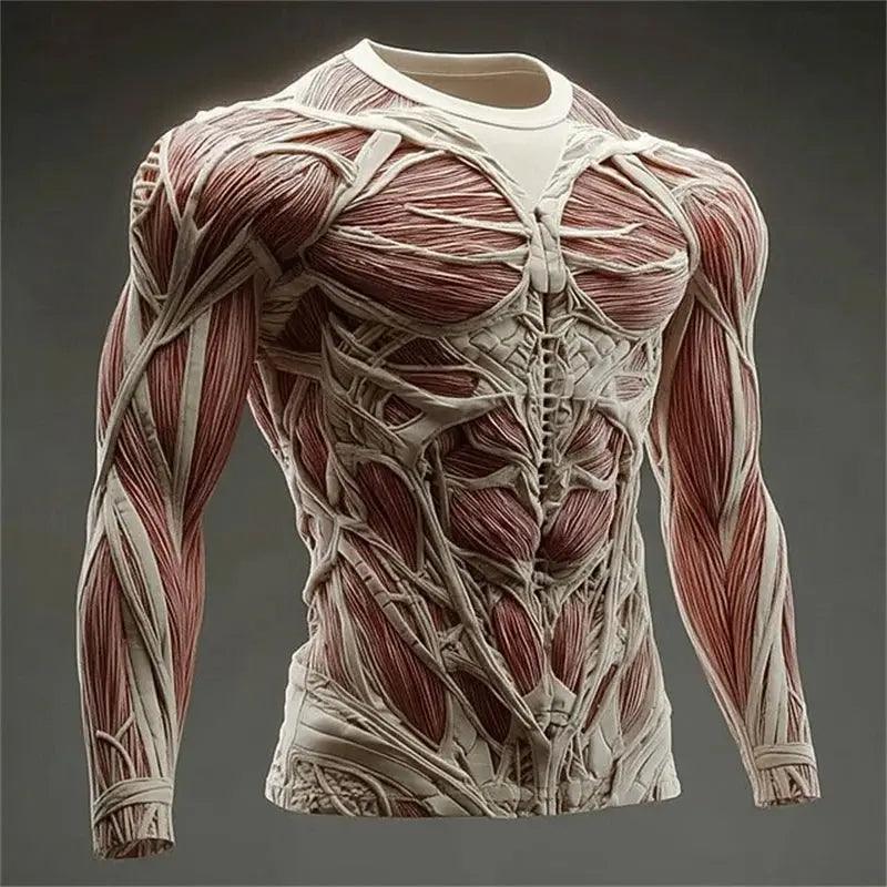  Mens Quick Dry Muscle Texture Print T Shirt Long Sleeve -  ToylandEU™
