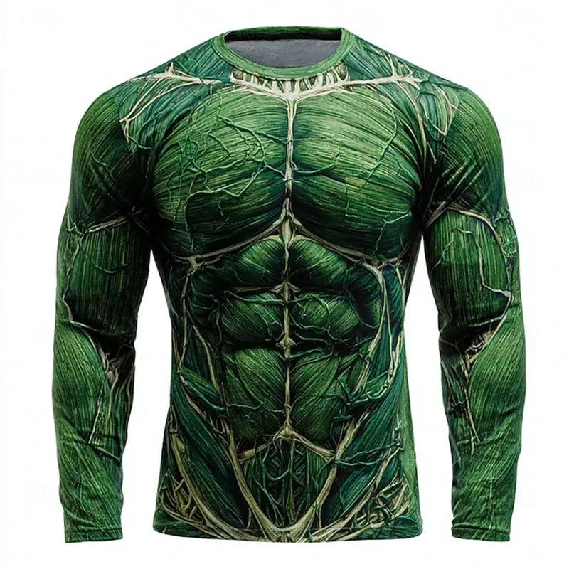  Mens Quick Dry Muscle Texture Print T Shirt Long Sleeve -  ToylandEU™