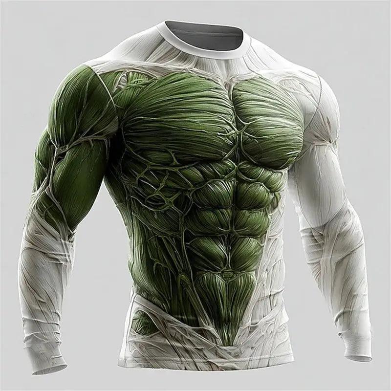 Mens Quick Dry Muscle Texture Print T Shirt Long Sleeve -  ToylandEU™