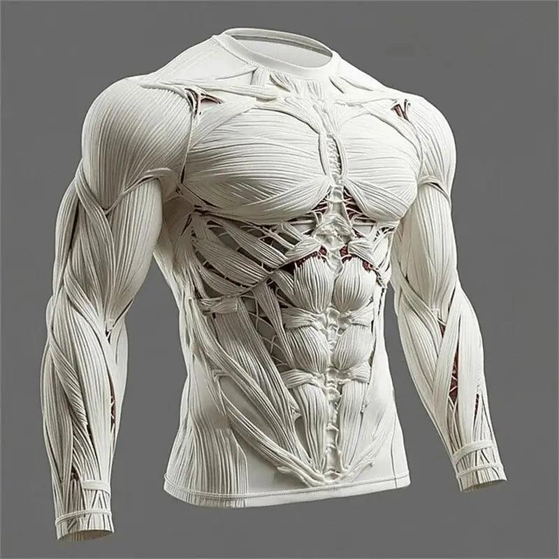  Mens Quick Dry Muscle Texture Print T Shirt Long Sleeve -  ToylandEU™
