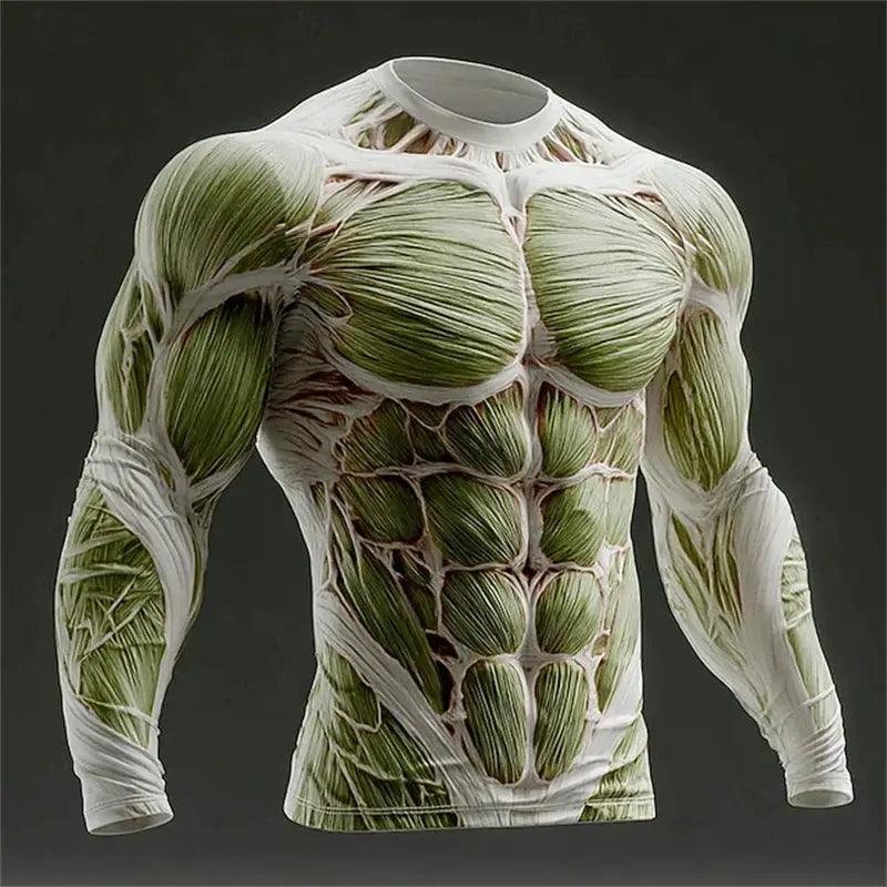  Mens Quick Dry Muscle Texture Print T Shirt Long Sleeve -  ToylandEU™