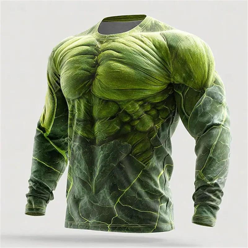  Mens Quick Dry Muscle Texture Print T Shirt Long Sleeve -  ToylandEU™