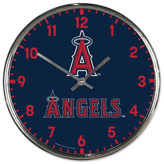 Los Angeles Angels Round Wall Clock Polished Chrome Finish - ToylandEU
